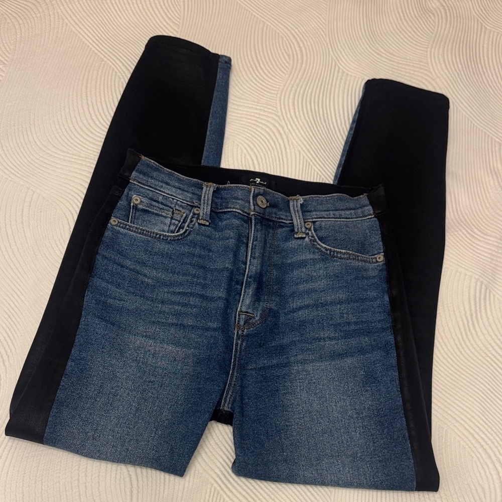 Classic Blue and Black Women's Skinny Jeans